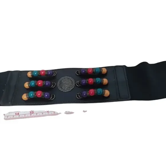 Y2K Vtg Beaded Women's size M/L Stretch Grungecore Boho Cottagecore Concho Belt - Picture 10 of 10